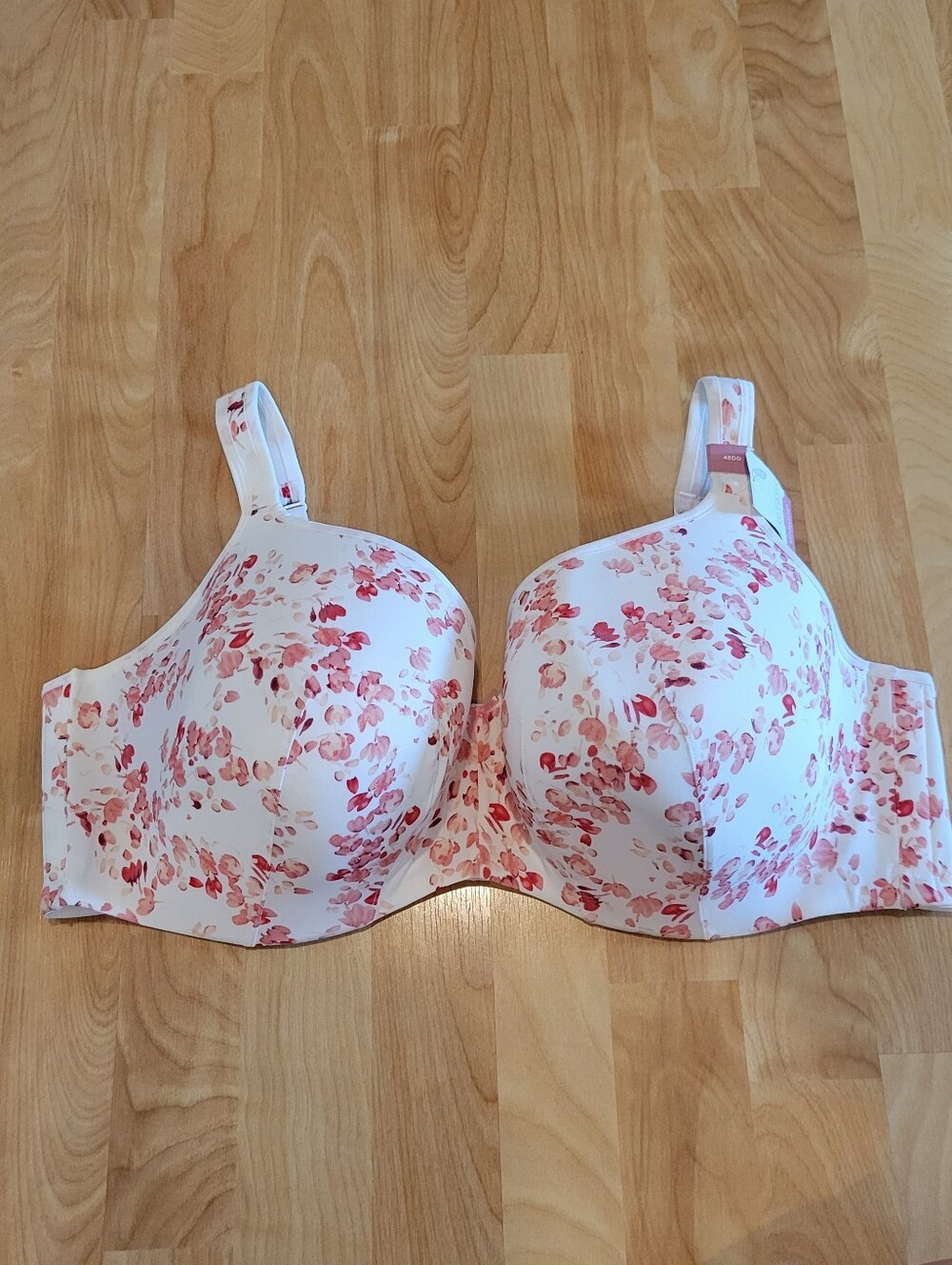 Cacique Lightly Lined Balconette Floral Red Pink White Bra 48DD NEW